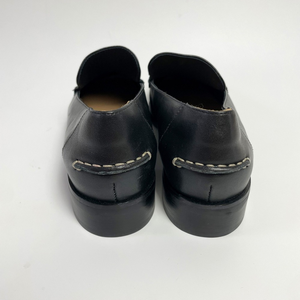 Everlane Black Leather Loafer Sz 9 Whipstitch Heel Minimalist Quiet Luxury - Picture 2 of 8
